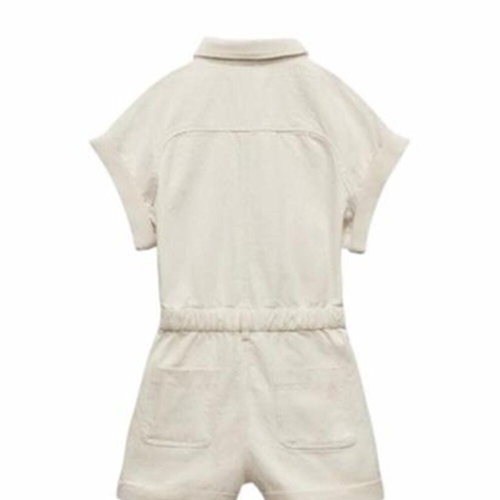 Zara cream linen playsuit romper - Picture 4 of 8
